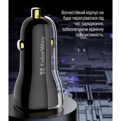 Зарядное устройство ColorWay PowerDelivery PPS USB (USB-A + USB-C) (60W) Black (CW-CHA046PD-BK) Винница