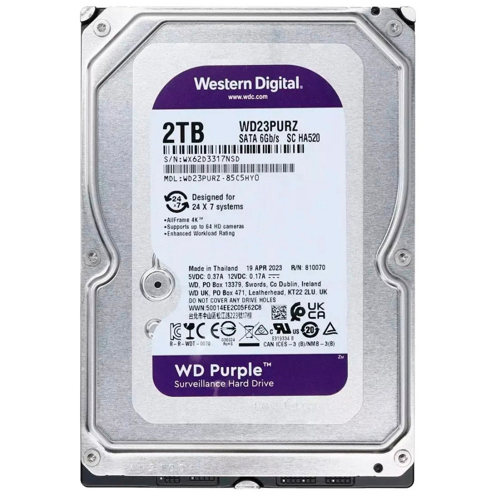 Жорсткий диск Western Digital Purple 2TB 64MB 5400rpm WD23PURZ 3.5 SATA III Київ - фото 1