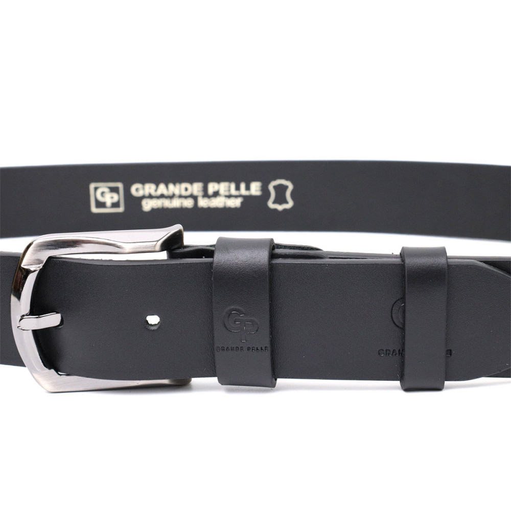 Чудовий ремінь під джинси з натуральної шкіри GRANDE PELLE 11686 Чорний Київ - фото 9