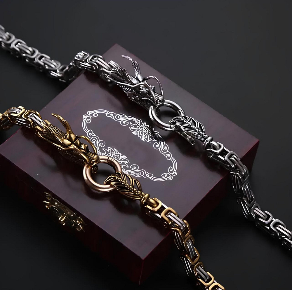 Стальная мужская цепочка Дракон RESTEQ 1 м — брутальный аксессуар с застёжкой в виде драконьей головы Киев - изображение 6