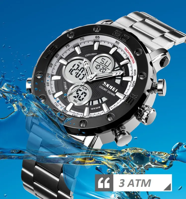 Мужские часы Skmei 1636 с браслетом Серебристый с белым Винница - изображение 7