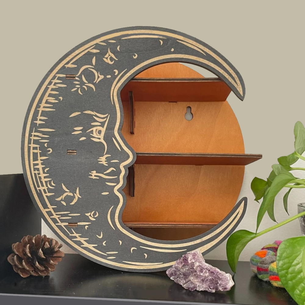 Настенная полка Луна, органайзер с 3 полками для украшений и декора, деревянная полка полумесяц, цвет Yellow Каменец-Подольский - изображение 6