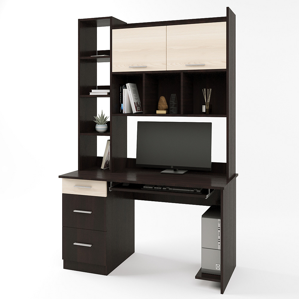 Комп'ютерний стіл з полицями Еверест Школяр-6 венге + дуб молочний (DTM-2149) Львів - фото 1