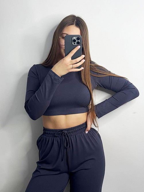 Стильний жіночий костюм з трикотажу віскоза Графіт XS-S Харків - фото 6