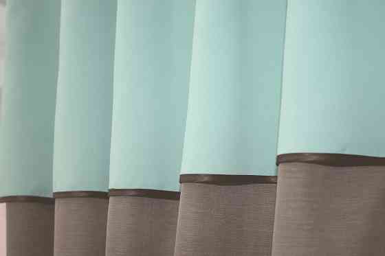 Кухонные шторы VR-Textil № 073к с ламбрекеном и подхватами какао с фисташковым  270х170 см (52-0492) Киев