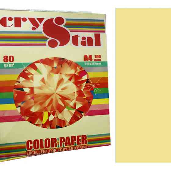 Папір кольоровий "CRYSTAL COLOR PAPER" А4 80 г/м (100 арк.) паст. Canary 115 (св.жовтий), шт Київ