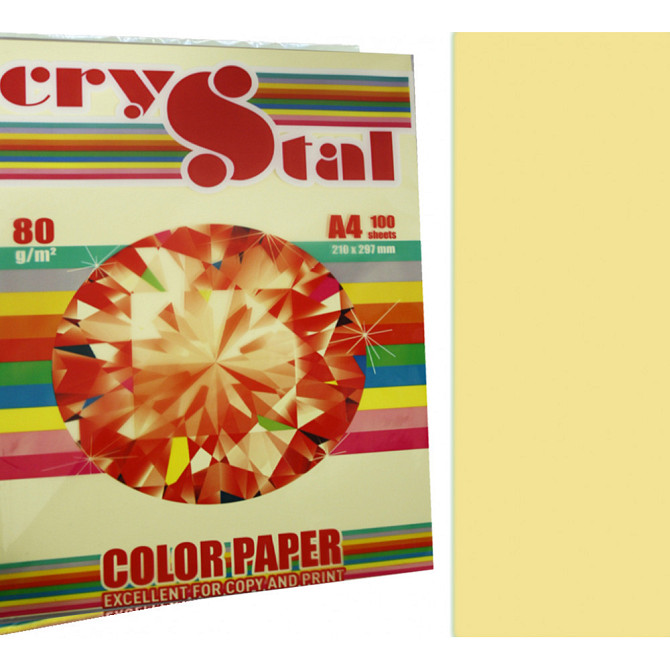 Папір кольоровий "CRYSTAL COLOR PAPER" А4 80 г/м (100 арк.) паст. Canary 115 (св.жовтий), шт Київ - фото 1