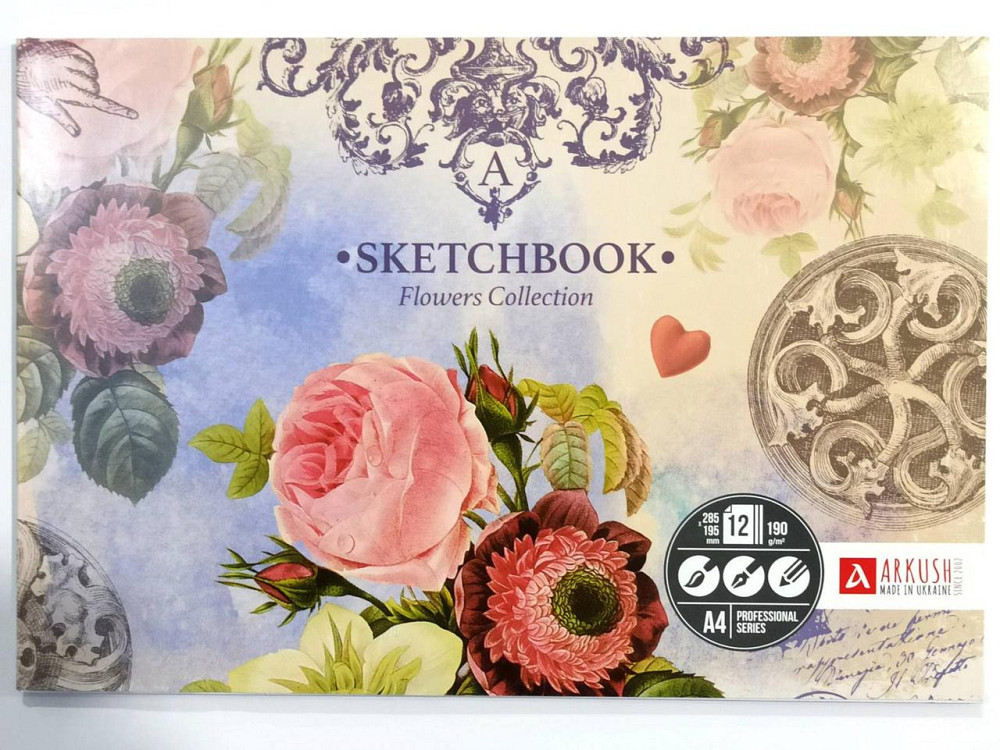 Скетчбук А4 "Аркуш" Квіти, 12 арк, клеєний, офсет 190г/м, 1SBA41902, шт Київ - фото 1