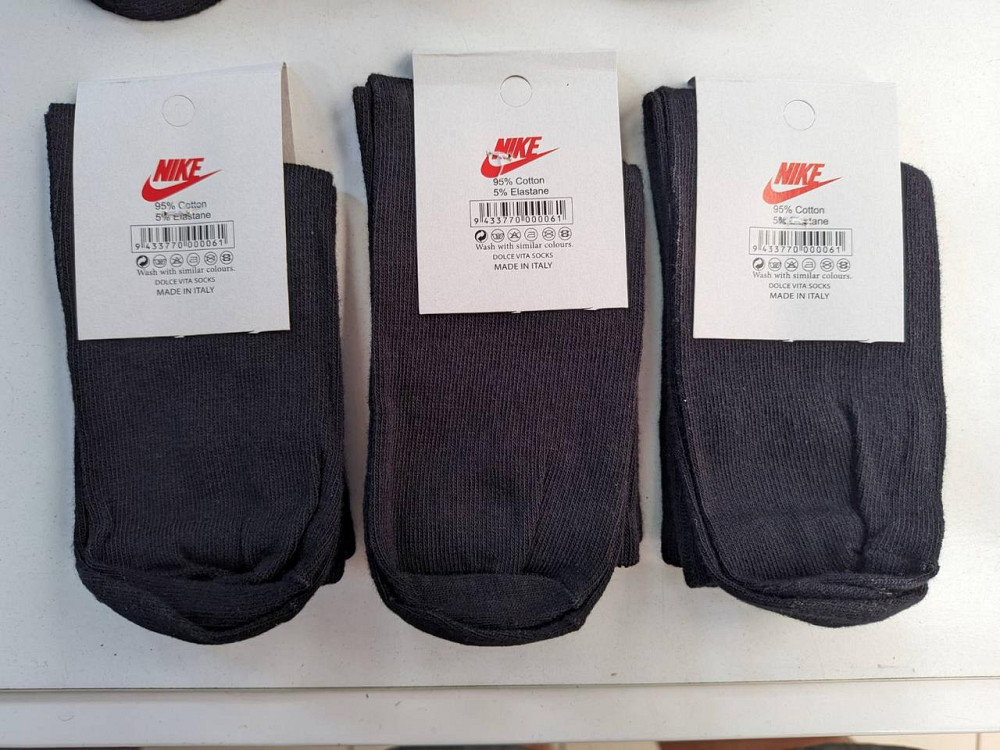 Детские высокие качественные хлопковые носки Черные в наборе по 6 штук Nike. Размер 31-34 Киев - изображение 3