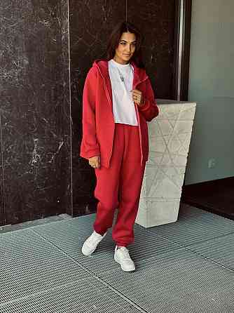 Теплый спортивный костюм женский на змейке Красный 42/44 Харьков