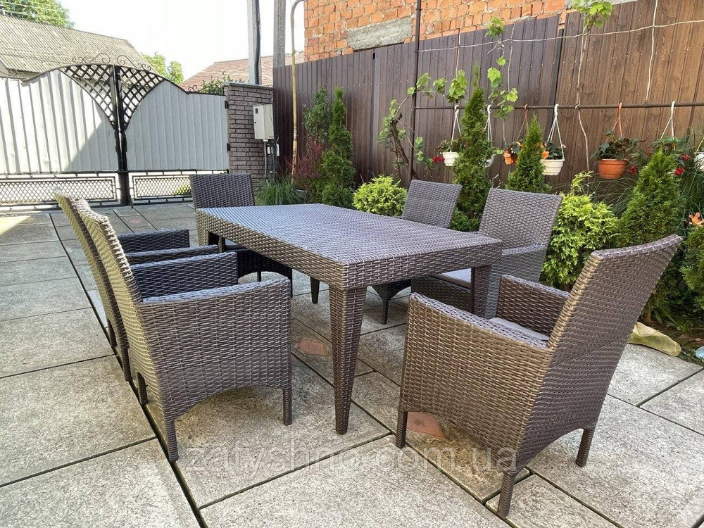 Набір ротангових вуличних меблів з 6 кріслами , колір антрацит Київ - фото 3