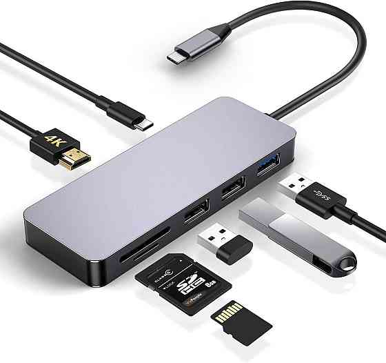 Хаб USB-C 4в1 концентратор HDMI 4K USB 3.0 кардридер SD/TF OTG адаптер док-станция для MacBook Samsung Huawei Киев