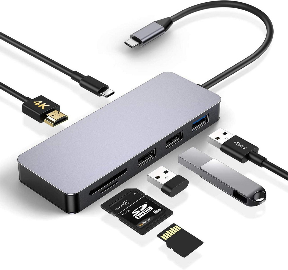 Хаб USB-C 4в1 концентратор HDMI 4K USB 3.0 кардридер SD/TF OTG адаптер док-станция для MacBook Samsung Huawei Киев - изображение 1