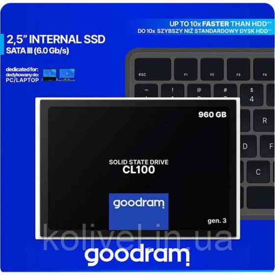 SSD 960Gb GoodRAM CL100 SATA III 2.5" TLC (SSDPR-CL100-960-G3) Київ