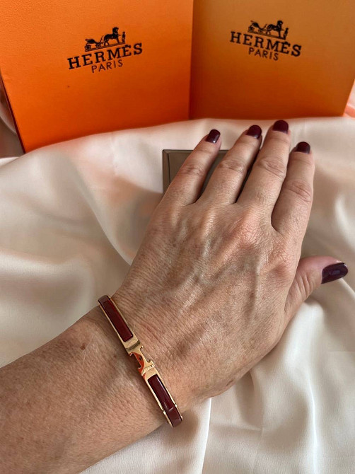 Браслет Hermes бордо, покрытие лимонное золото 18К, размер 16-17 Одесса - изображение 18