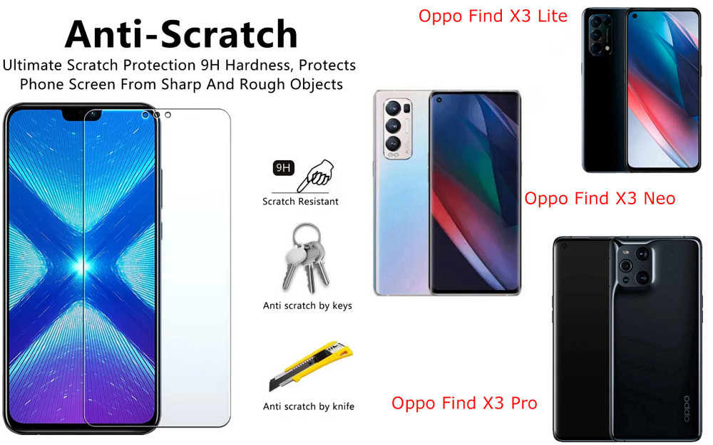 Защитное стекло NeoGlass для Oppo Find X3 Lite, Find X3 Neo, Find X3 Pro – ультрапрозрачное и устойчивое Киев - изображение 1