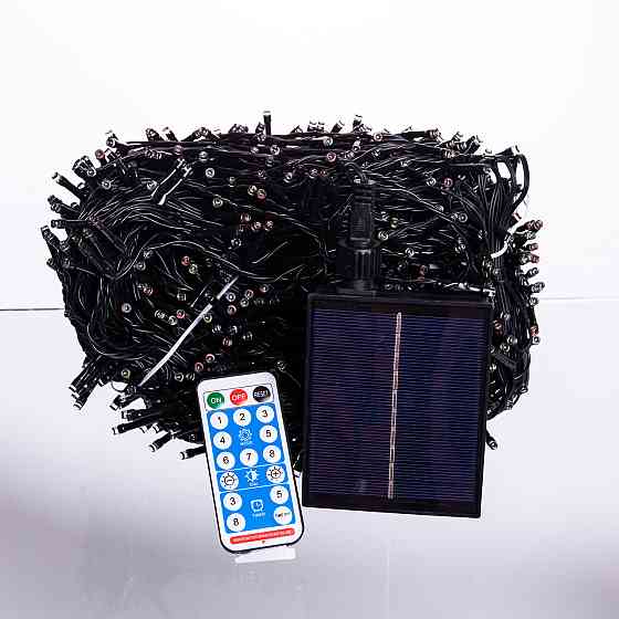 Garlando Новорічна гірлянда вулична 100 м 1000 LED з сонячною батареєю чорний провід Мультиколі Коломыя