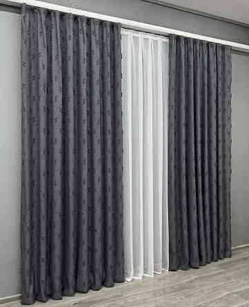 Комплект штор VR-Textil Льон Букле № 1885ш Антрацит 200х290 см 2 шт (32-242) Київ