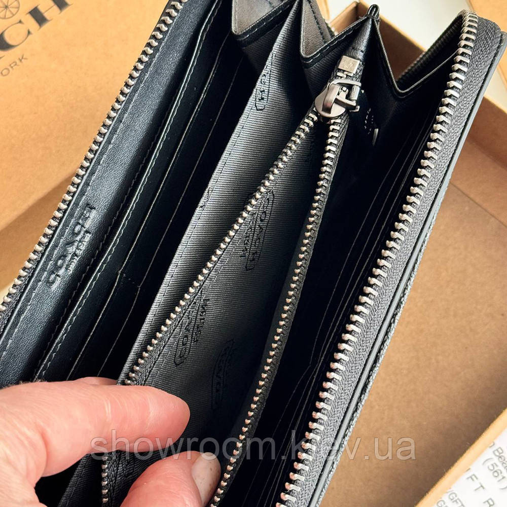 Женский брендовый кошелек на молнии Coach (1380) black Киев - изображение 3