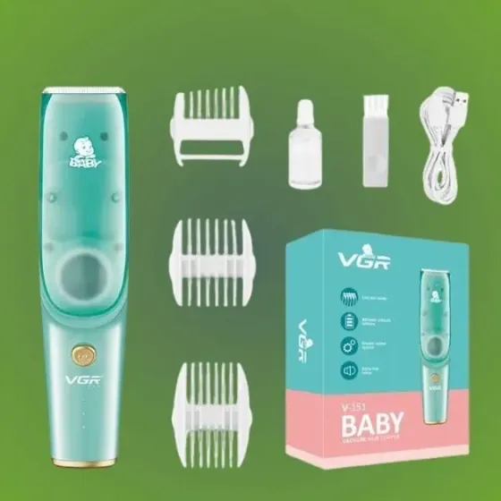 Бесшумная машинка для стрижки детей и младенцев VGR Baby V-151, Беспроводной триммер 3 насадки с вытяжкой Коломыя