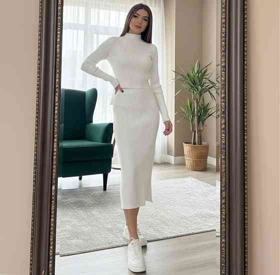 Женский повседневный элегантный комплект двойка турецкая ангора мустанг Молочный Одесса