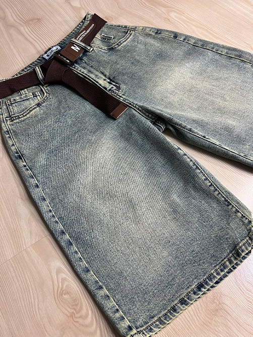 Шорты женские джинсовые Liana 447 бермуды высокая посадка стрейч с ремнем голубые, голубой, 26, 26, 73 см, 104 см Киев - изображение 4