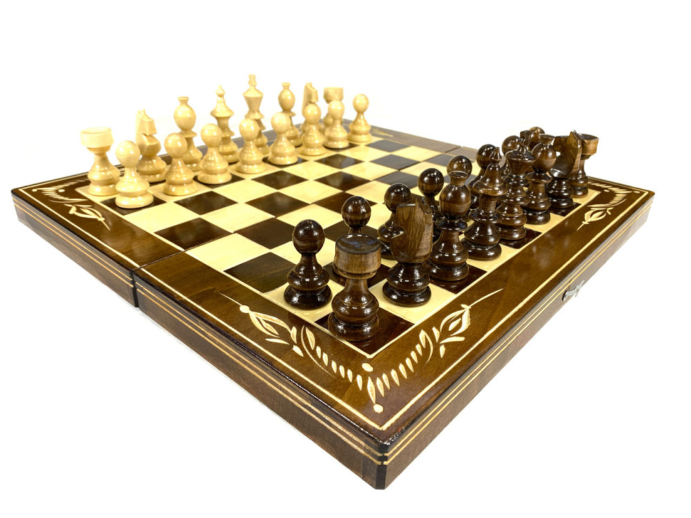 Шахова дошка для ігор 3 в 1 з натурального дерева розмір 38.5х38.5 см (L), шахи, шашки та нарди ручної роботи Кам'янець-Подільський - фото 7