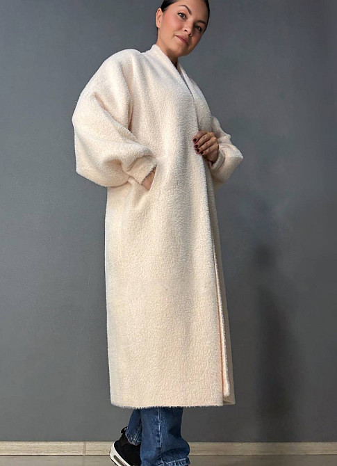 Кардиган жіночий Fancy Matinee 30740 ангора довгий з кишенями, молочний, one size Київ - фото 5