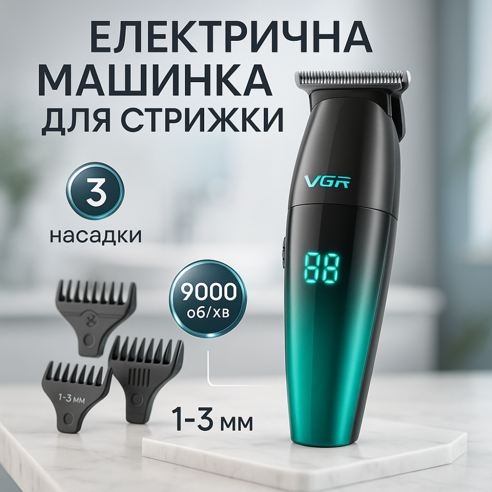 Машинка для стрижки акумуляторна VGR V-906, Багатофункціональна акумуляторна машинка для стрижки ZC-21 Львів - фото 18