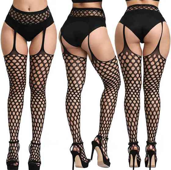 Колготки з імітацією панчіх "Колготи-панчохи" - Чорний - 2/3/4 (S/M/L) - Еротична білизна Вінниця