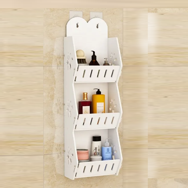 Біла полиця для ванної кімнати, зручний органайзер для косметики і шампунів, 55×17×12 см Кам'янець-Подільський - фото 4