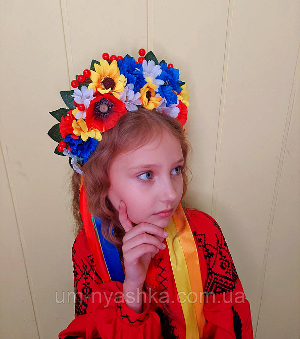 Віночок ободок з квітами "Сценічний зі стрічками" Кривий Ріг - фото 2