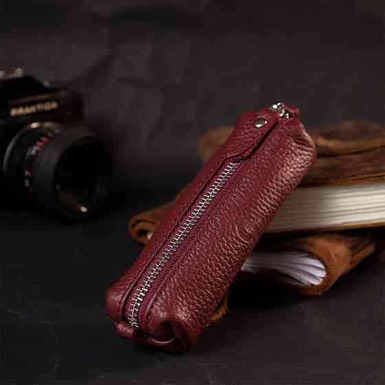 Надійна шкіряна ключниця GRANDE PELLE 11667 Бордовий Київ