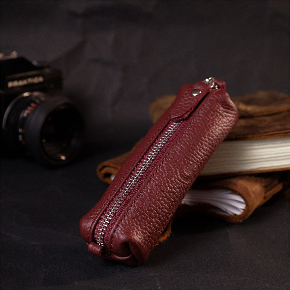 Надежная кожаная ключница GRANDE PELLE 11667 Бордовый Киев - изображение 3