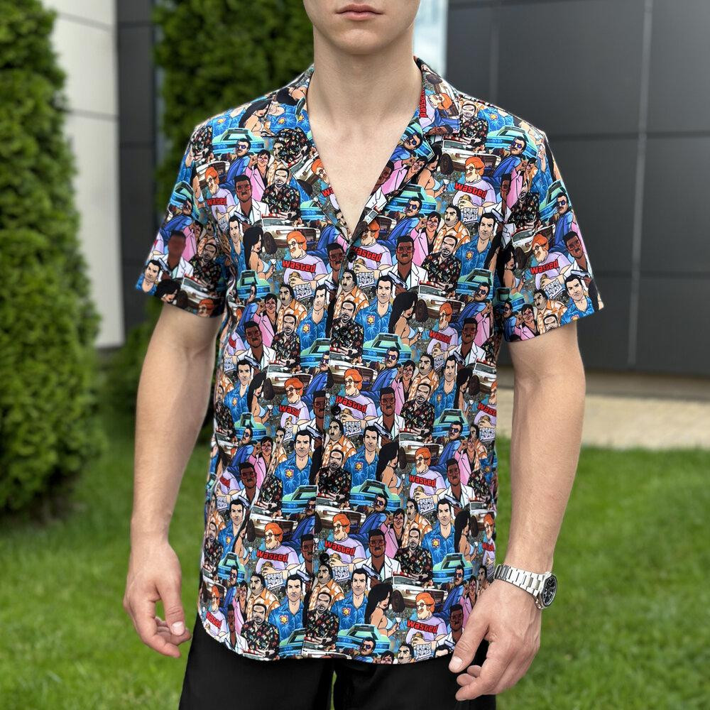 Пляжная мужская рубашка с принтом Pobedov Dejavu GTA Киев - изображение 5