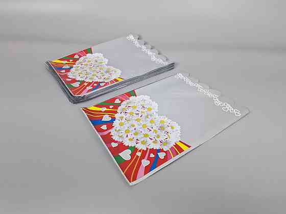 Пакет із малюнком для пакування подарунків (20*30) No420 (2) фольгований (ажурний) "Серце та ромашка" (100 шт.) Харків