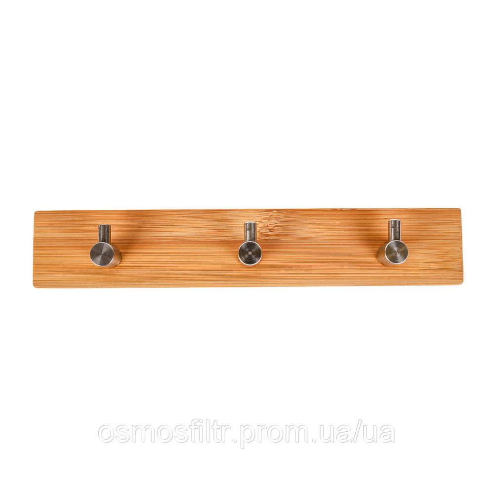 Планка Axentia Боня самоклеющаяся с 3 крючками 28х5х3см нерж бамбук (133846) Киев - изображение 1