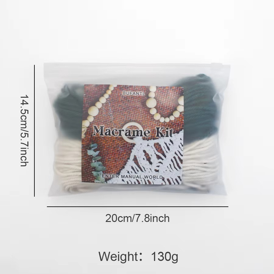 Набор макраме для рукоделия, для творчества и вязания своими руками кошелька  15.7х10см цвет зелёный с белым Каменец-Подольский - изображение 4