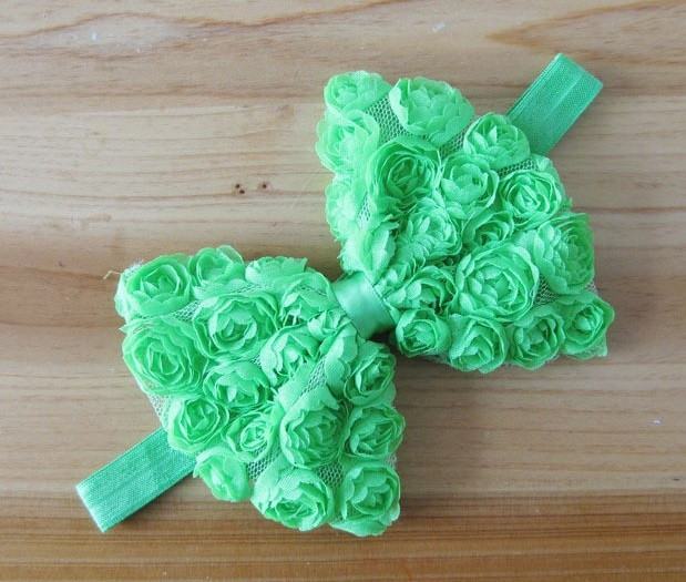 Детский салатовый бантик-повязка - бант около 10см,окружность 36-50см Киев - изображение 1