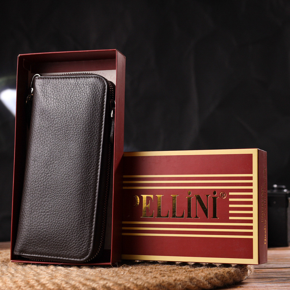 Практичний гаманець для жінок із натуральної зернистої шкіри CANPELLINI 21617 Коричневий Київ - фото 8