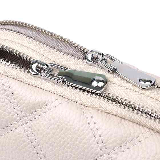 Модная женская сумка прошитая ромбами из натуральной кожи Vintage 22931 Белый Киев