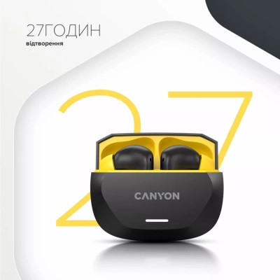 Навушники Canyon Hexagon 7 TWS ANC+ENC Wireless Charge Black/Yellow (CNS-TWS7BY) Вінниця - фото 9
