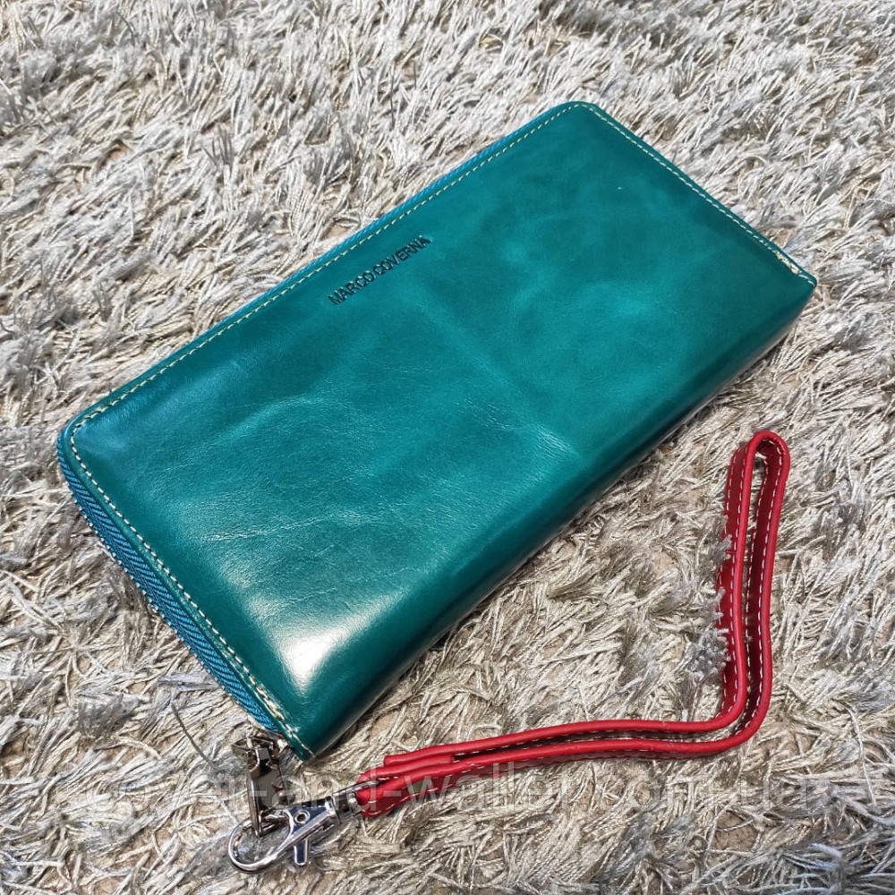 Бірюзовий шкіряний жіночий гаманець на блискавці Marco Coverna Київ - фото 5