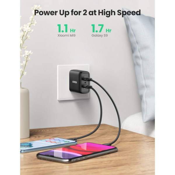 Зарядний пристрій 2xUSB 36W (USB A QC 3.0) Fast Charger чорний CD161 Ugreen (10216) Київ - фото 7