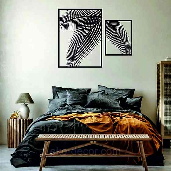 Декоративное настенное Панно «Пальма» Декор на стену 70*91 см, Черный Киев