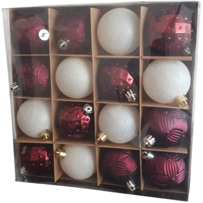 Елочная игрушка Chomik пластикові кульки компл. 16 шт, 6см, бордо (5900779853140_3) Винница - изображение 1