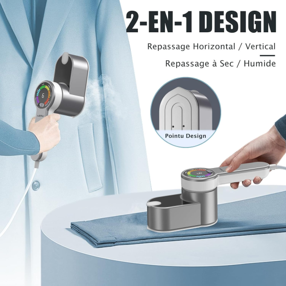 УЦІНКА Міні-відпарювач VPOW 1200 Вт, 2 в 1, РК-дисплей, 5 рівнів пари, 120 мл, вертикальне та горизонтальне прасування Київ