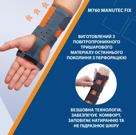 Жорсткий ортез променево-зап'ясткового суглоба Orliman Manutec Fix M760 Дніпро