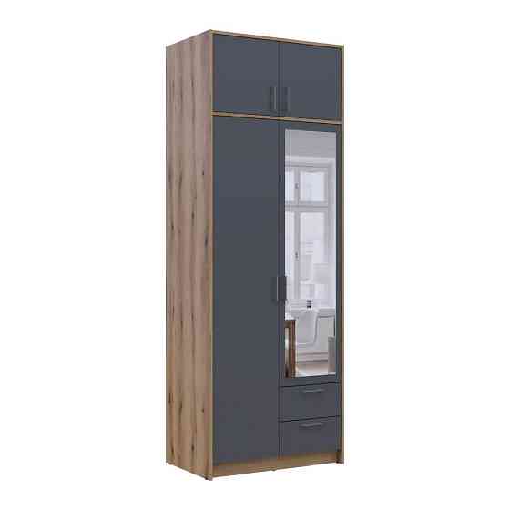 Шкаф для одежды Doros Ронди с антресолью и зеркалом Дуб Артизан/Графит 2ДСП 82х52х236 DRS-011675 (80737810) Днепр