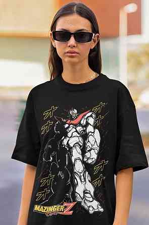 Футболка з аніме принтом Мазінгер З Раре Лого оверсайз (S/M/L) Чорний AnimeJ0840 Дніпро